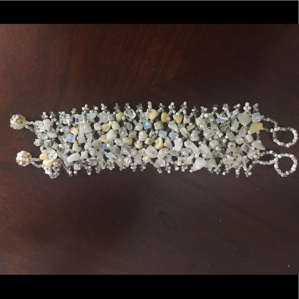 Beachy beaded cuff bracelet 7.5 inches